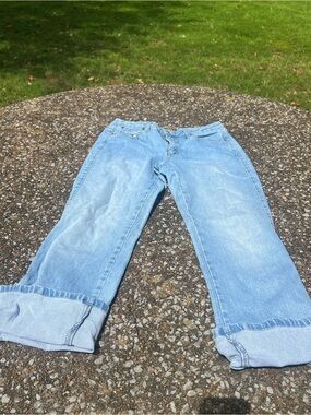 Aura Light Blue Jeans Cuffed Hems Boho Normcore Size 12